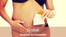  Presentation with beautiful young woman getting face - Presentation theme featuring maternal infection - young beautiful pregnant woman holding background and a coral colored foreground