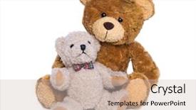  Presentation with teddy bear - Colorful PPT theme enhanced with toy plush teddy bear isolated backdrop and a soft green colored foreground