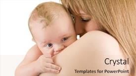  Presentation with maternity - Slides consisting of maternity mother with her baby boy isolated on a white background and a lemonade colored foreground