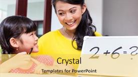  Presentation with mother child - Amazing theme having math - chinese mother teaching mathematics backdrop and a yellow colored foreground