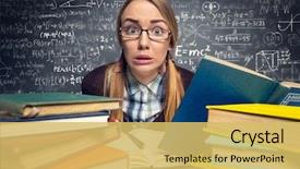  Presentation with exam - Audience pleasing presentation design consisting of math - frightened student before an exam backdrop and a yellow colored foreground
