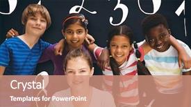  Presentation with huddle - Slide set featuring math - happy children forming huddle background and a coral colored foreground