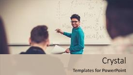  Presentation with math students - Amazing slide deck having math - multinational group of cheerful students backdrop and a soft green colored foreground