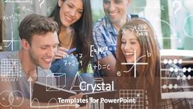  Presentation with math students - Theme having math against happy students looking background and a tawny brown colored foreground