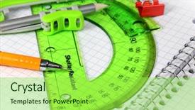  Presentation with math book - Theme having engineering math - drawing concept with drawing instruments background and a yellow colored foreground