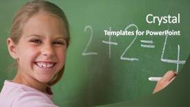  Presentation with math cubic roots of unity complex number - Cool new presentation theme with girls math - happy schoolgirl writing a number backdrop and a ocean colored foreground