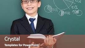  Presentation with math book - Slides having math circles - school boy with book portrait background and a red colored foreground