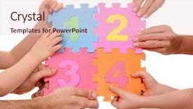  Presentation with hand holding puzzle piece - Cool new presentation with math cooperative - hands holding puzzle with number backdrop and a  colored foreground