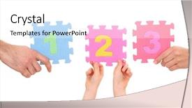  Presentation with number math - Slides consisting of math cooperative - hands holding puzzle with number background and a  colored foreground