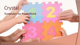  Presentation with hands holding - PPT layouts featuring math cooperative - hands holding puzzle with number background and a  colored foreground