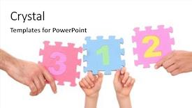  Presentation with hands holding - Presentation theme having math cooperative - hands holding puzzle with number background and a  colored foreground