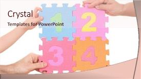  Presentation with number math - Slides having math cooperative - hands holding puzzle with number background and a  colored foreground