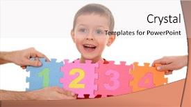  Presentation with number math - PPT layouts featuring math cooperative - hands holding puzzle with number background and a sky blue colored foreground