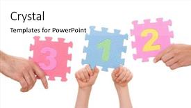  Presentation with number math - Cool new slides with math cooperative - hands holding puzzle with number backdrop and a  colored foreground
