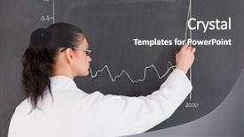  Presentation with scientist - Colorful presentation enhanced with math distribution - dark-haired scientist drawing charts backdrop and a dark gray colored foreground