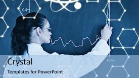  Presentation with science and math - Beautiful slide set featuring math distribution - science graphic against darkhaired scientist backdrop and a light blue colored foreground