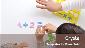  Presentation with math - Beautiful presentation theme featuring math education - child business backdrop and a violet colored foreground