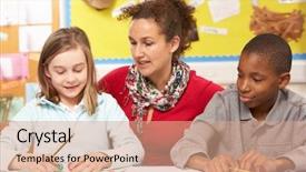  Presentation with math teacher - Theme consisting of math education - schoolgirl and schoolboy studying background and a coral colored foreground