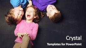  Presentation with kids room children smile - Theme enhanced with math education - smiling kids on a blackboard background and a dark gray colored foreground