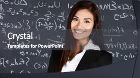  Presentation with math teacher - Theme featuring math education - teacher at school background and a dark gray colored foreground