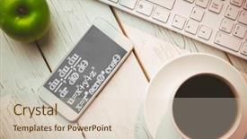  Presentation with equation - Presentation design consisting of math equation against smartphone background and a  colored foreground