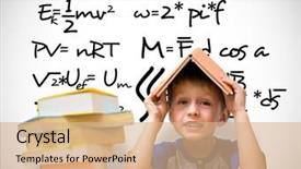  Presentation with math book - Slide deck featuring math equations - cute boy with book background and a coral colored foreground