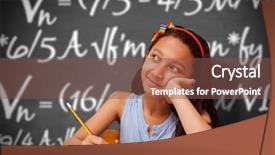  Presentation with math - Slide set featuring math equations - cute pupil at desk background and a tawny brown colored foreground