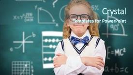 Presentation with math - Beautiful PPT theme featuring math equations - cute pupil with arms crossed backdrop and a  colored foreground