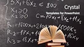  Presentation with equation - Audience pleasing presentation theme consisting of math equations - mathematical equation chalkboard with books backdrop and a  colored foreground