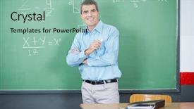  Presentation with math teacher - Slide set featuring math equations - portrait of male teacher standing background and a mint green colored foreground