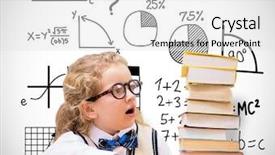  Presentation with pupil - Presentation theme having math equations - surprise pupil looking at books background and a white colored foreground