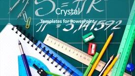  Presentation with back school - Presentation theme with math formula - back to school supplies isolated background and a ocean colored foreground