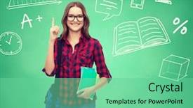  Presentation with happiness - Presentation consisting of math graph - education happiness and people concept background and a seafoam green colored foreground