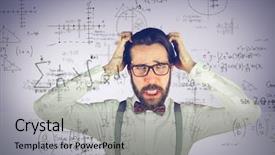  Presentation with math graph - Cool new PPT theme with math graph - frustrated man scratching head backdrop and a light gray colored foreground