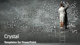  Presentation with math graph - Colorful slide set enhanced with math graph - image of businesswoman standing backdrop and a dark gray colored foreground