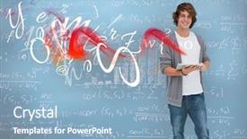  Presentation with chalk board - Presentation theme consisting of young couple standing with arms outstretched on white background background and a lemonade colored foreground