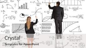  Presentation with writing - Slide deck consisting of maths finance - people writing formulas background and a light gray colored foreground