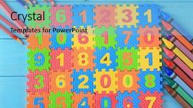  Presentation with crayons - Colorful slide set enhanced with math puzzle pencils and crayons backdrop and a light blue colored foreground