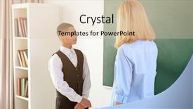  Presentation with math teacher - Colorful slide set enhanced with math secondary - female teacher and schoolboy backdrop and a  colored foreground