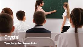  Presentation with teacher lesson plan - Audience pleasing presentation theme consisting of math secondary - female teacher conducting lesson backdrop and a coral colored foreground
