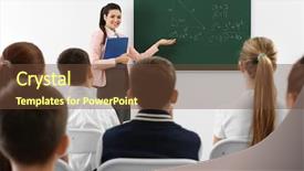  Presentation with teacher lesson plan - Presentation theme enhanced with math secondary - female teacher conducting lesson background and a tawny brown colored foreground
