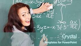  Presentation with rubrics for writing - Slide set consisting of math secondary - happy schoolchild writing on blackboard background and a ocean colored foreground