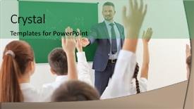  Presentation with classroom - Presentation theme enhanced with math secondary - male teacher conducting lesson background and a ocean colored foreground