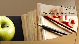  Presentation with school apple - Amazing PPT theme having math symbols - apple school backdrop and a coral colored foreground