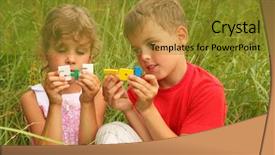  Presentation with colorful math - Presentation theme having math symbols - little brother and sister sitting background and a gold colored foreground