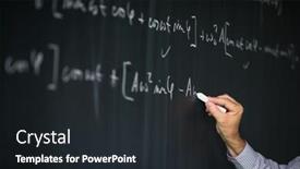  Presentation with math teacher - Beautiful PPT theme featuring math-teacher-by-the-blackboard backdrop and a dark gray colored foreground