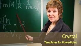  Presentation with math teacher - Slide deck featuring math-teacher-with-pointer background and a  colored foreground