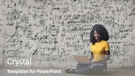  Presentation with math - PPT theme featuring math technology - afro woman working background and a  colored foreground