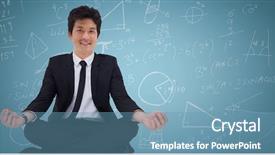  Presentation with blue business - Slide set with mathematic wallpaper - business man against blue background background and a teal colored foreground