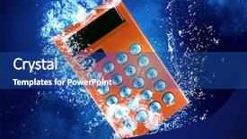 Presentation with clear water - PPT theme consisting of mathematic wallpaper - calculator item sink in clear background and a  colored foreground
